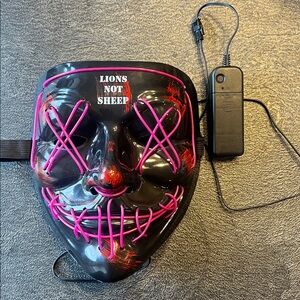 Lions Not Sheep Black and Pink LED Mask
